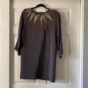 French Connection silk sequence dress neckline size 4